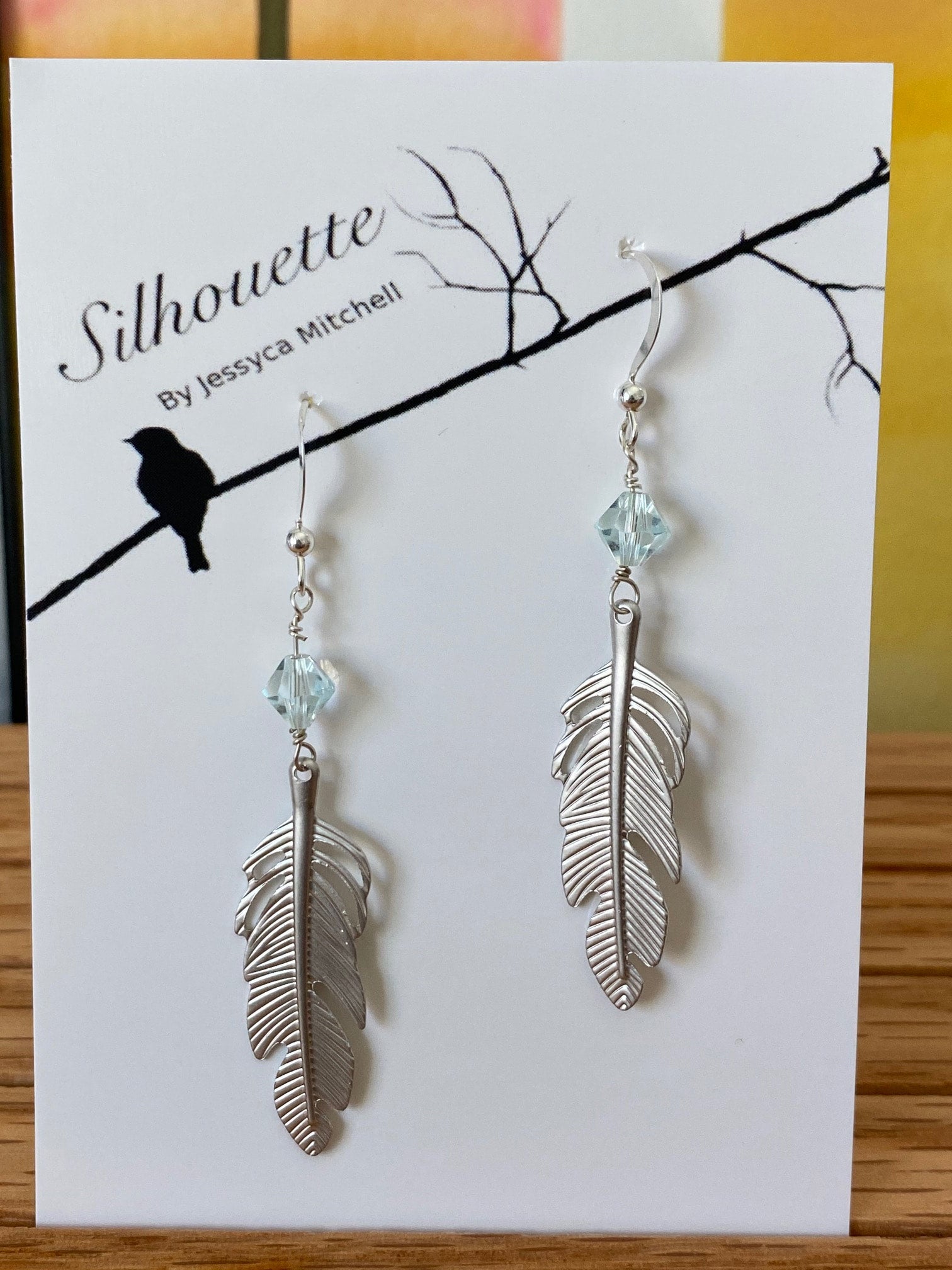 Feather Earrings with Swarovski Crystal Accents Silhouette